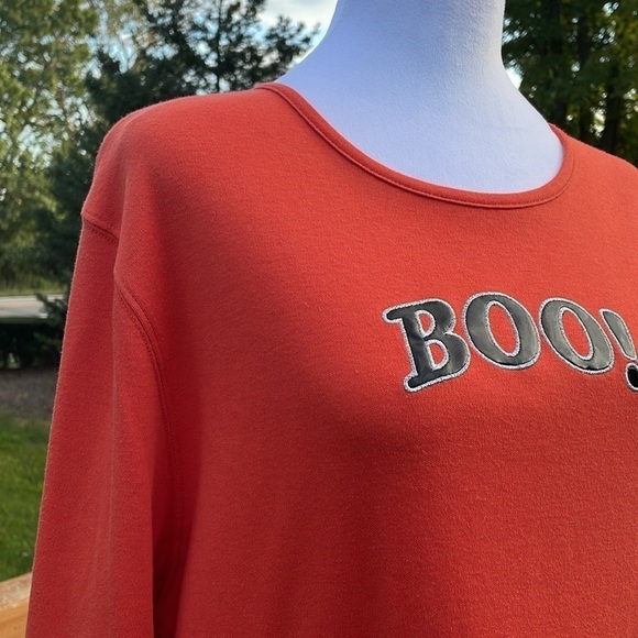 NWT Halloween 🎃 Boo! Ladies Shirt, XL, Orange, Cotton/Poly, Ghost Boo - black - Picture 5 of 15
